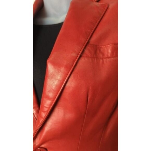 Ralph Lauren Red Leather Jacket Size 2 & Black Cotton Dress Size petite small 2 - Picture 6 of 12
